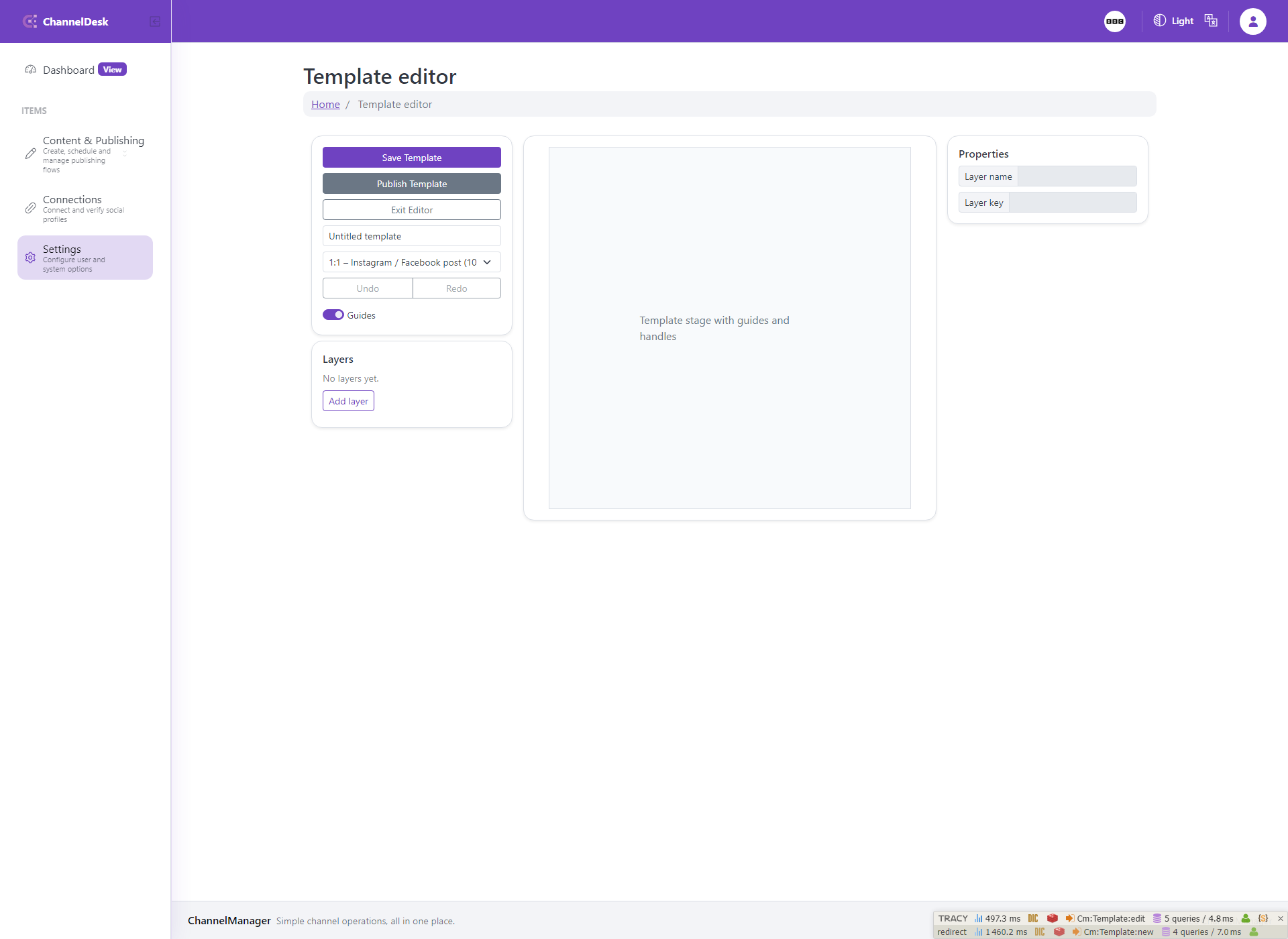 Image Templates: New template screen